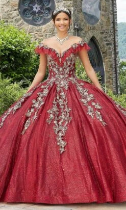 Mori Lee 89342 - Appliqued V-Neck Quinceañera Dress -Mori Lee mori lee 89342 appliqued v neck quinceanera dress ball gowns 00 sangria gold 31386684096595