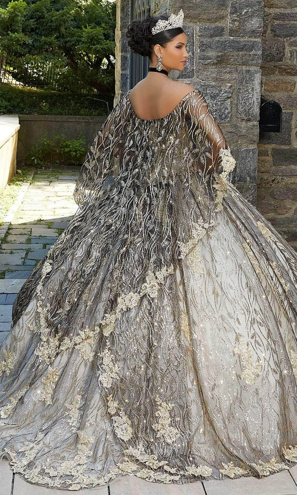 Mori Lee 89347 - Glittered V-Neck Quinceañera Dress 2 Mori Lee 89347 - Glittered V-Neck Quinceañera Dress - Image 2