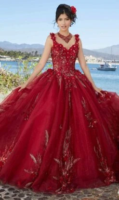 Mori Lee 89362 - Floral Appliqued Quinceañera Dress 15 Mori Lee 89362 - Floral Appliqued Quinceañera Dress -Mori Lee mori lee 89362 floral appliqued quinceanera dress prom dresses 00 wine 31392865812563