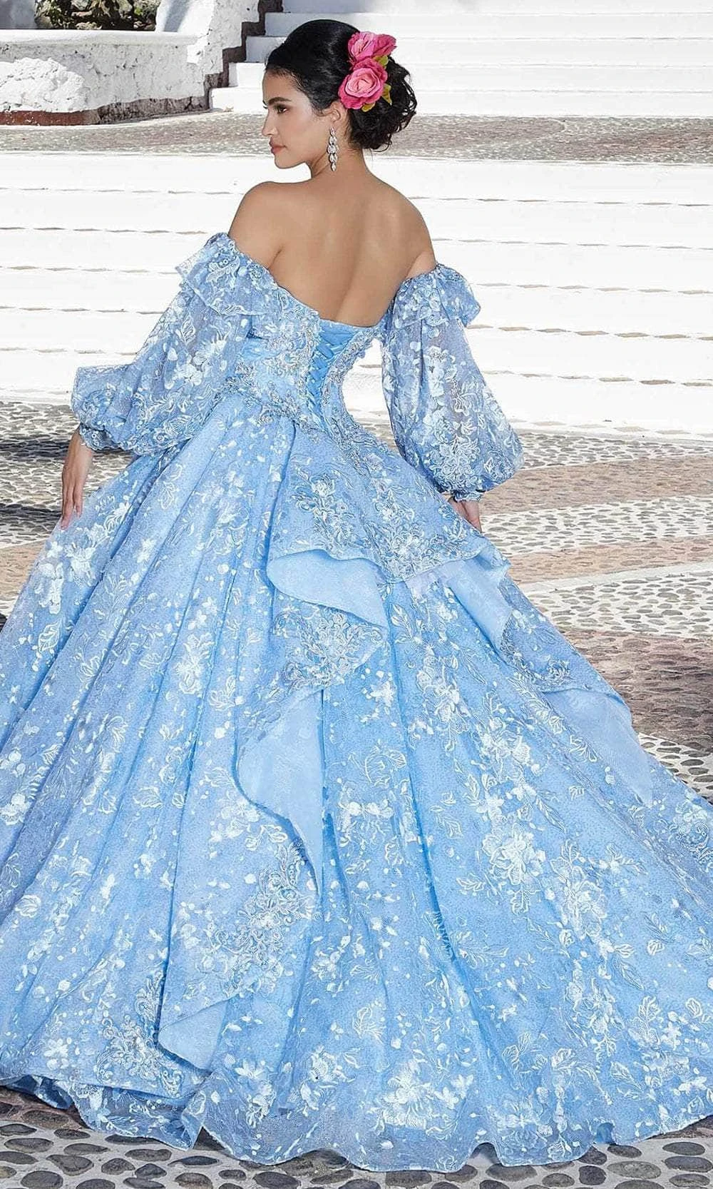 Mori Lee 89366 - Floral Embroidered Strapless Ballgown 2 Mori Lee 89366 - Floral Embroidered Strapless Ballgown - Image 2