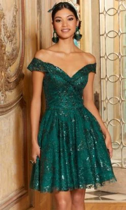 Mori Lee 9587 - Off Shoulder Sequined Short Dress -Mori Lee mori lee 9587 off shoulder sequined short dress prom dresses 31392913031251