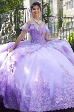 Vizcaya By Mori Lee - 34025 Beaded Lace Off-Shoulder Tulle Ballgown