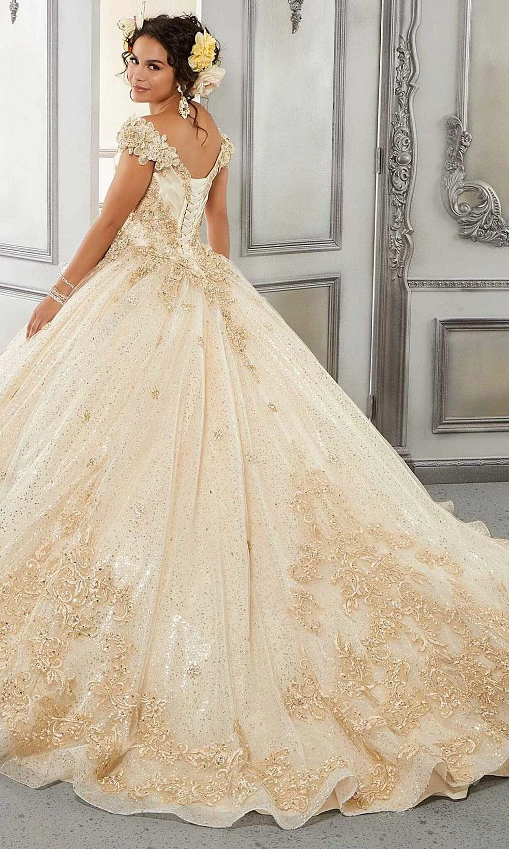 Vizcaya By Mori Lee - 34054 Off Shoulder Embroidered Ball Gown 2 Vizcaya By Mori Lee - 34054 Off Shoulder Embroidered Ball Gown - Image 2