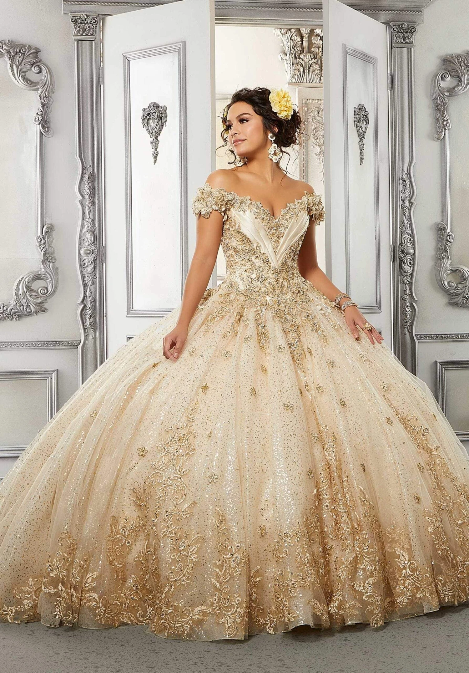 Vizcaya By Mori Lee - 34054 Off Shoulder Embroidered Ball Gown 5 Vizcaya By Mori Lee - 34054 Off Shoulder Embroidered Ball Gown - Image 5