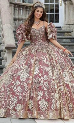 Vizcaya By Mori Lee 34085 - Metallic Laced Quinceanera Ballgown -Mori Lee vizcaya by mori lee 34085 metallic laced quinceanera ballgown ball gowns 32021228879955