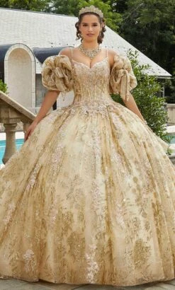 Vizcaya By Mori Lee 34085 - Metallic Laced Quinceanera Ballgown -Mori Lee vizcaya by mori lee 34085 metallic laced quinceanera ballgown ball gowns 32021228945491