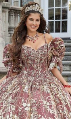 Vizcaya By Mori Lee 34085 - Metallic Laced Quinceanera Ballgown -Mori Lee vizcaya by mori lee 34085 metallic laced quinceanera ballgown ball gowns 32021229240403