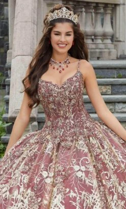 Vizcaya By Mori Lee 34085 - Metallic Laced Quinceanera Ballgown -Mori Lee vizcaya by mori lee 34085 metallic laced quinceanera ballgown ball gowns 32021229273171