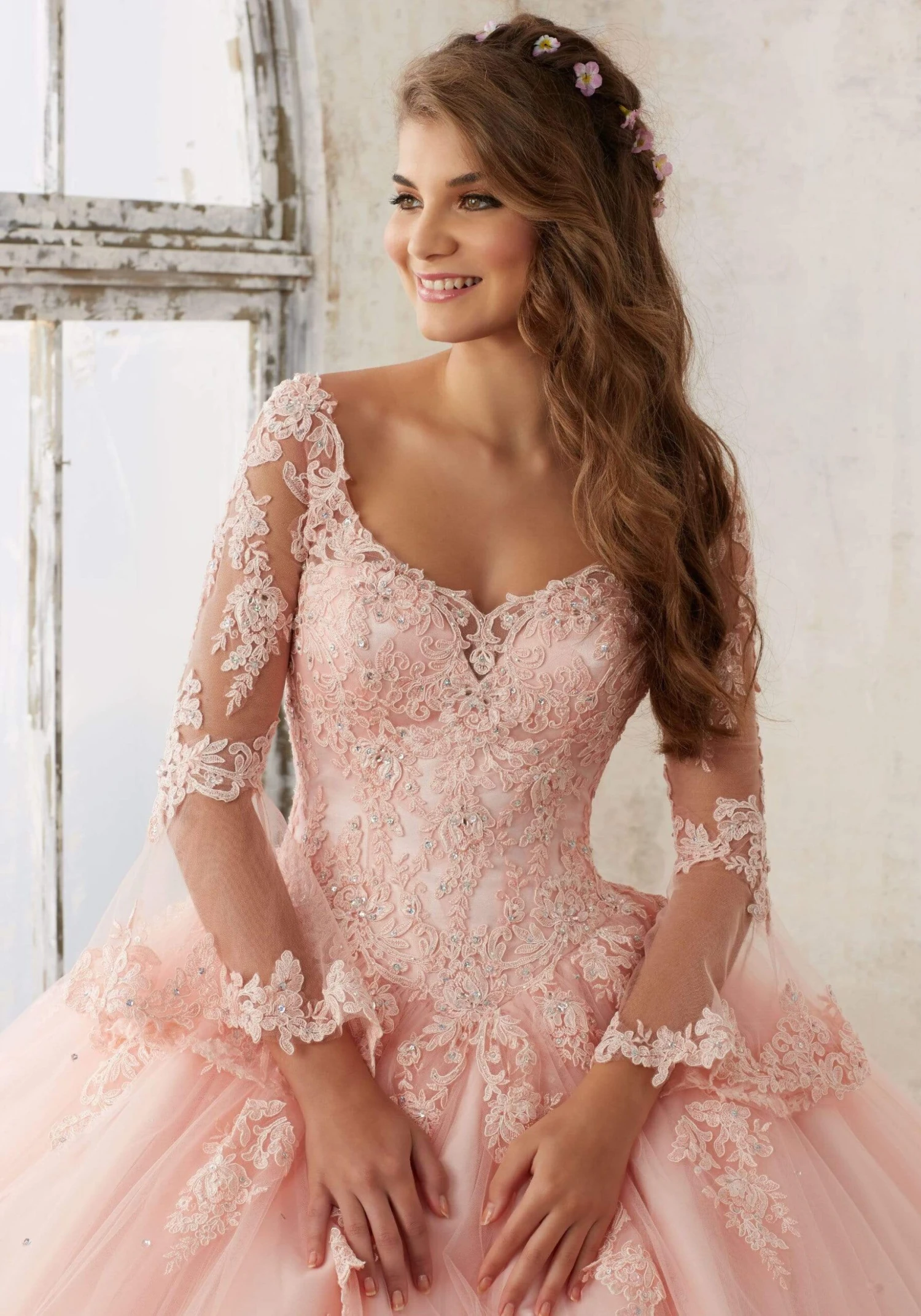 Vizcaya By Mori Lee - 60015 Sheer Bell Sleeve Embroidered Ballgown 5 Vizcaya By Mori Lee - 60015 Sheer Bell Sleeve Embroidered Ballgown - Image 5