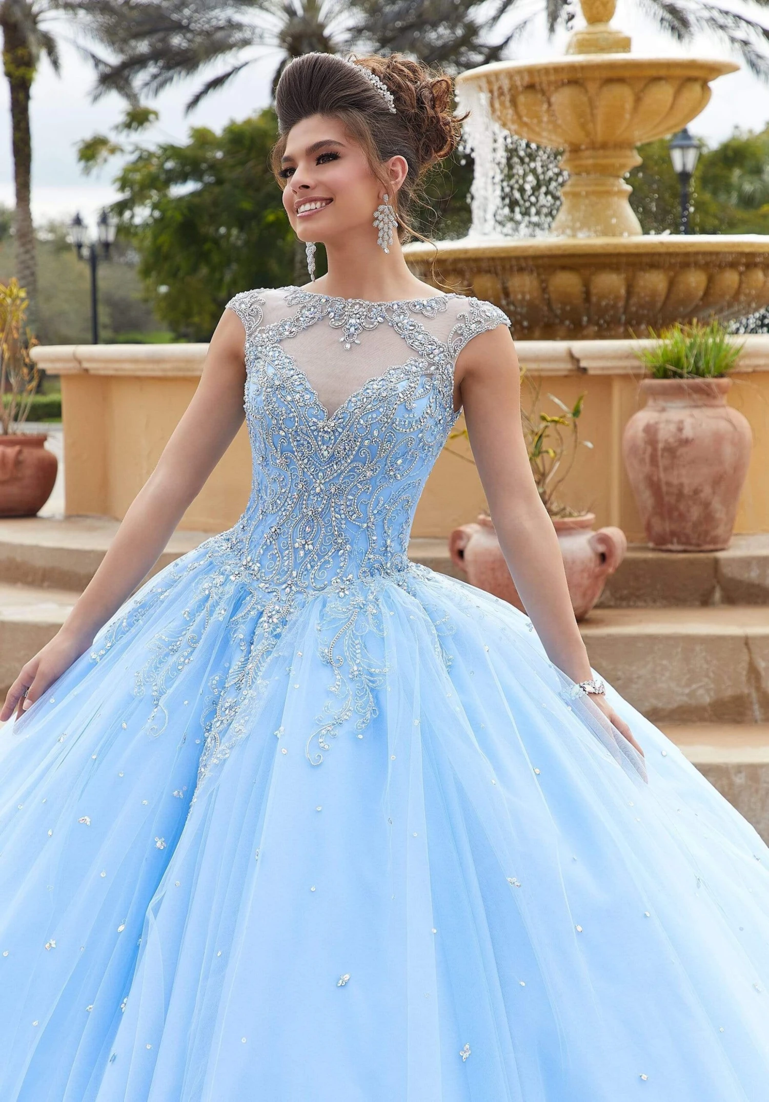 Vizcaya By Mori Lee - 60094 Bejeweled Illusion Bodice Tulle Ballgown 3 Vizcaya By Mori Lee - 60094 Bejeweled Illusion Bodice Tulle Ballgown - Image 3