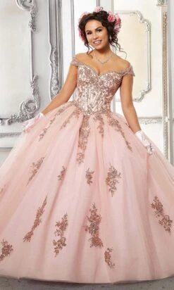 Vizcaya By Mori Lee - 60146 Appliqued Off Shoulder Ball Gown -Mori Lee vizcaya by mori lee 60146 appliqued off shoulder ball gown quinceanera dresses 00 pink 28428120260691