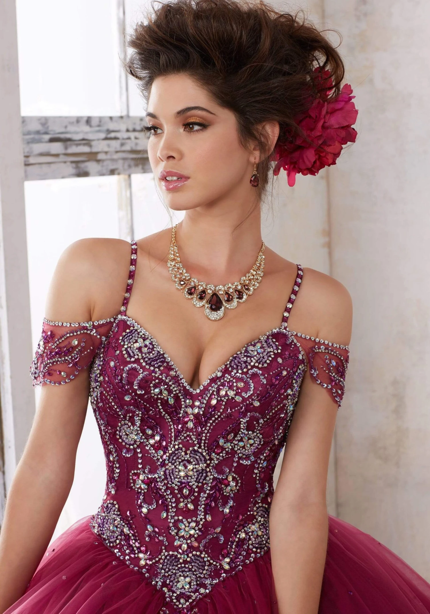 Vizcaya By Mori Lee - 89135 Jeweled Draped Off Shoulder Ballgown 8 Vizcaya By Mori Lee - 89135 Jeweled Draped Off Shoulder Ballgown - Image 8