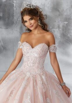 Vizcaya By Mori Lee - 89186 Sequined Motif Tulle Ballgown -Mori Lee vizcaya by mori lee 89186 sequined motif tulle ballgown quinceanera dresses 12768281002067