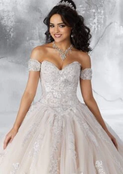 Vizcaya By Mori Lee - 89186 Sequined Motif Tulle Ballgown -Mori Lee vizcaya by mori lee 89186 sequined motif tulle ballgown quinceanera dresses 12768281067603