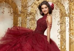 Vizcaya By Mori Lee - 89227 Crystal Beaded Halter Neck Tulle Ballgown -Mori Lee vizcaya by mori lee 89227 crystal beaded halter neck tulle ballgown quinceanera dresses 12768294666323