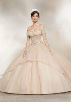 Vizcaya By Mori Lee - 89235 Off Shoulder Illusion Long Sleeve Ballgown -Mori Lee vizcaya by mori lee 89235 off shoulder illusion long sleeve ballgown special occasion dress 0 nude 12788315193427