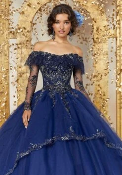 Vizcaya By Mori Lee - 89235 Off Shoulder Illusion Long Sleeve Ballgown -Mori Lee vizcaya by mori lee 89235 off shoulder illusion long sleeve ballgown special occasion dress 12788315160659