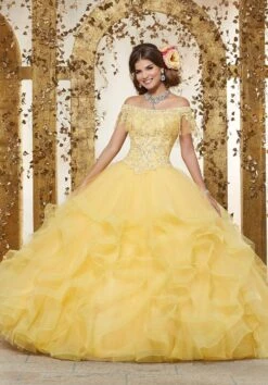 Vizcaya By Mori Lee - 89237 Off Shoulder Flounced Tulle Ballgown 9 Vizcaya By Mori Lee - 89237 Off Shoulder Flounced Tulle Ballgown -Mori Lee vizcaya by mori lee 89237 off shoulder flounced tulle ballgown quinceanera dresses 0 yellow 28739067248723