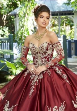 Vizcaya By Mori Lee - 89248 Dimensional Metallic Embroidered Ballgown -Mori Lee vizcaya by mori lee 89248 dimensional metallic embroidered ballgown quinceanera dresses 0 sangria gold 28790160916563