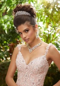 Vizcaya By Mori Lee - 89250 Floral Applique V-neck Tulle Ballgown -Mori Lee vizcaya by mori lee 89250 floral applique v neck tulle ballgown quinceanera dresses 12788491911251