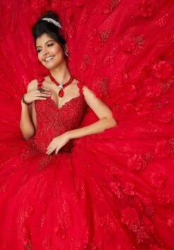 Vizcaya By Mori Lee - 89250 Floral Applique V-neck Tulle Ballgown -Mori Lee vizcaya by mori lee 89250 floral applique v neck tulle ballgown quinceanera dresses 12788491976787