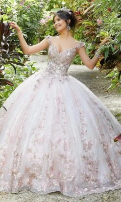 Vizcaya By Mori Lee - 89295 Embroidered V-neck Ballgown -Mori Lee vizcaya by mori lee 89295 embroidered v neck ballgown quinceanera dresses 0 ivory blush 14546913853523