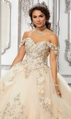 Vizcaya By Mori Lee - 89318 Floral Accented Tulle Ballgown -Mori Lee vizcaya by mori lee 89318 floral accented tulle ballgown quinceanera dresses 28428987924563