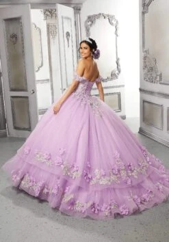 Vizcaya By Mori Lee - 89318 Floral Accented Tulle Ballgown -Mori Lee vizcaya by mori lee 89318 floral accented tulle ballgown special occasion dress 28392534376531