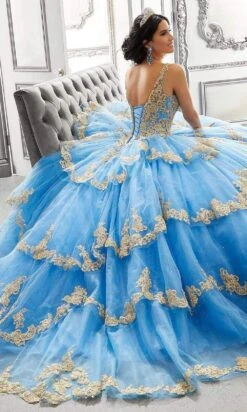 Vizcaya By Mori Lee - 89324 V-Neck Basque Ball Gown -Mori Lee vizcaya by mori lee 89324 v neck basque ball gown quinceanera dresses 28414820122707