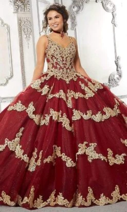 Vizcaya By Mori Lee - 89324 V-Neck Basque Ball Gown -Mori Lee vizcaya by mori lee 89324 v neck basque ball gown quinceanera dresses 28414823596115
