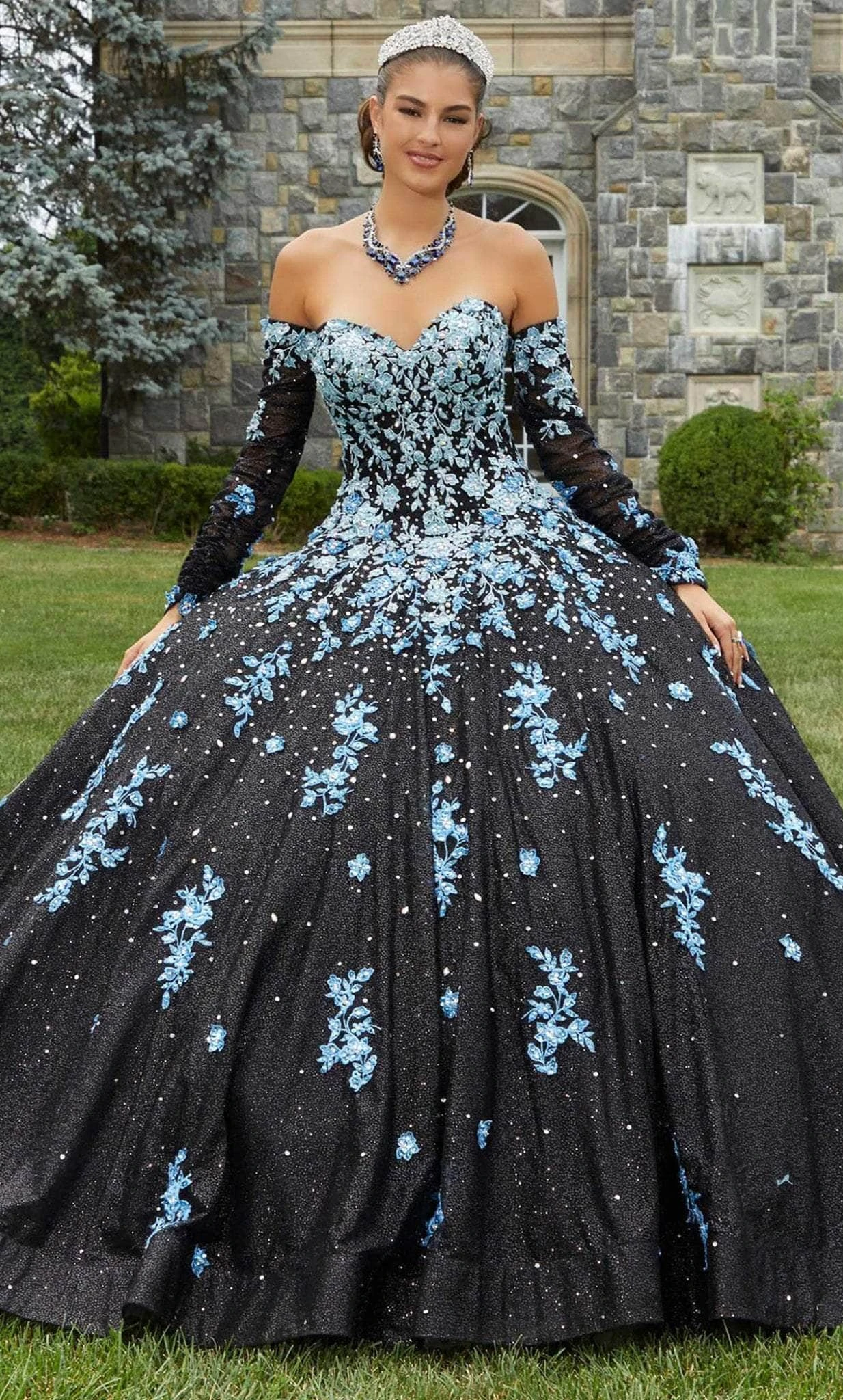 Vizcaya By Mori Lee 89415 - Strapless Embroidered Ombre Ballgown 1 Vizcaya By Mori Lee 89415 - Strapless Embroidered Ombre Ballgown